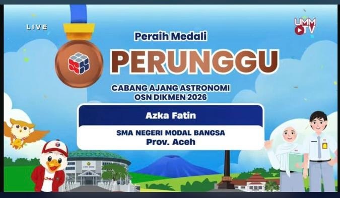 Sertifikat Peraih Medali Perunggu OSN DIKMEN 2026 SMAN Modal Bangsa